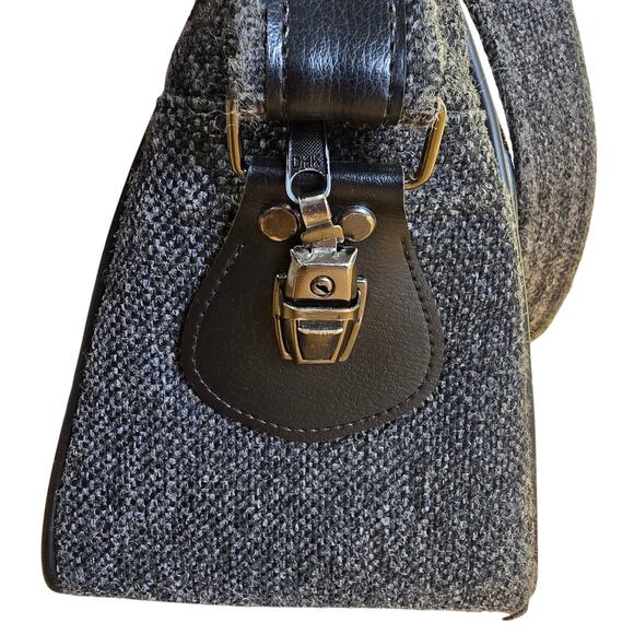 Vintage Pierre Cardin Gray Black Tweed Carry On Shoulder Bag with Strap Unisex - Picture 5 of 7